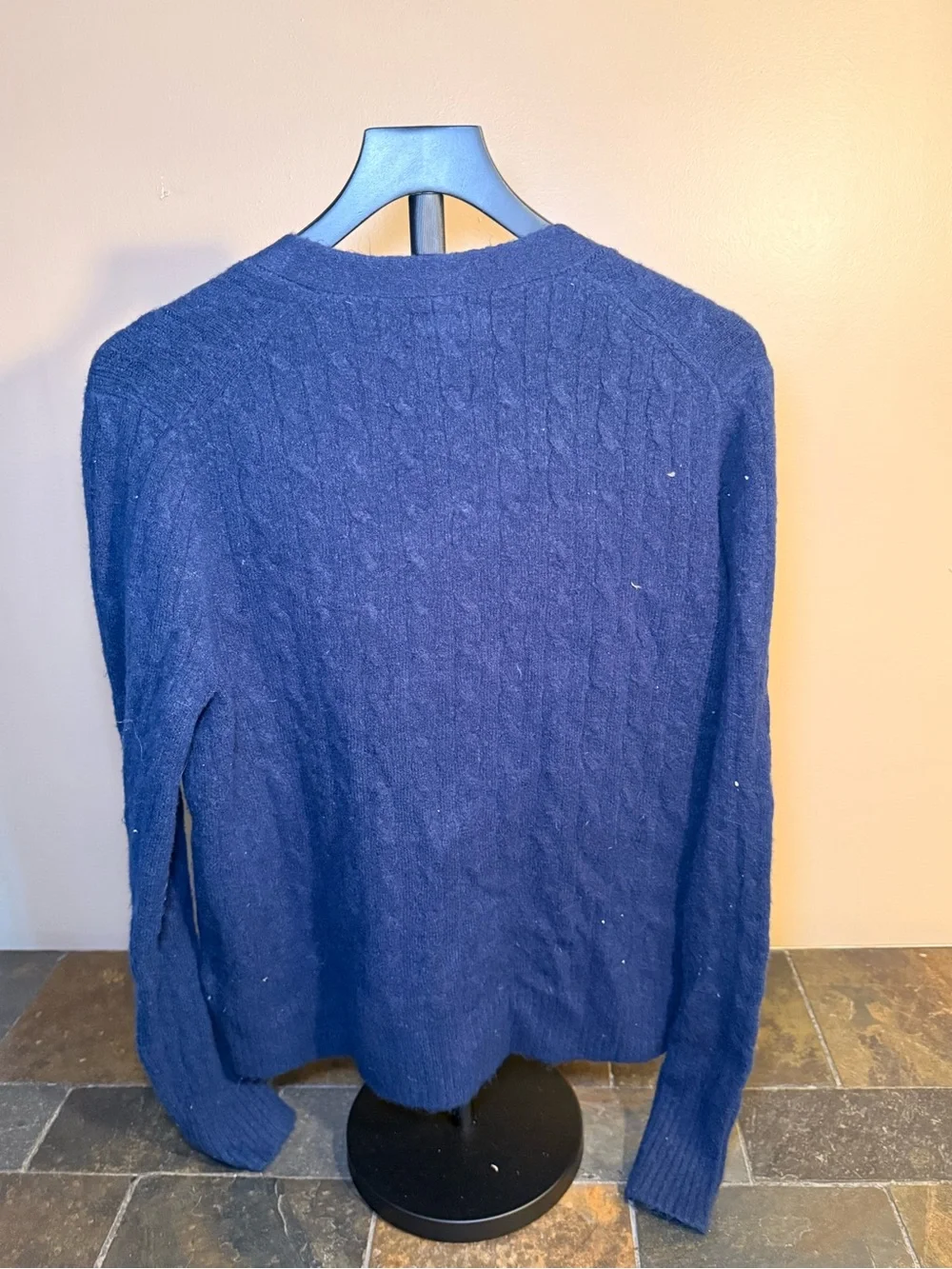 J. Crew Navy V-Neck Cable Cardigan Sweater